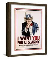 I Want You for the U.S. Army, Recruitment-James Montgomery Flagg-Framed Giclee Print