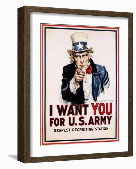 I Want You for the U.S. Army, Recruitment-James Montgomery Flagg-Framed Giclee Print