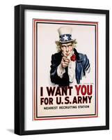 I Want You for the U.S. Army, Recruitment-James Montgomery Flagg-Framed Giclee Print