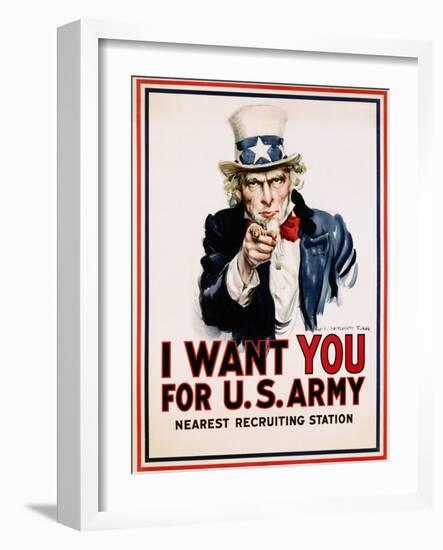 I Want You for the U.S. Army, Recruitment-James Montgomery Flagg-Framed Giclee Print