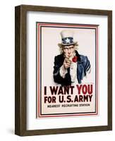 I Want You for the U.S. Army, Recruitment-James Montgomery Flagg-Framed Giclee Print