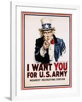 I Want You for the U.S. Army, Recruitment-James Montgomery Flagg-Framed Giclee Print