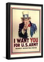 I Want You for U.S. Army Uncle Sam WWII War Propaganda Art Print Poster-null-Framed Poster