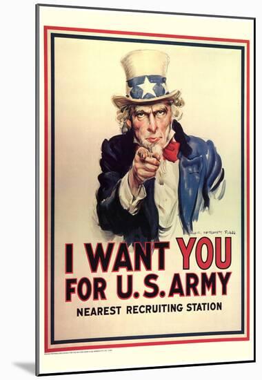 I Want You for U.S. Army Uncle Sam WWII War Propaganda Art Print Poster-null-Mounted Poster