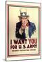 I Want You for U.S. Army Uncle Sam WWII War Propaganda Art Print Poster-null-Mounted Poster