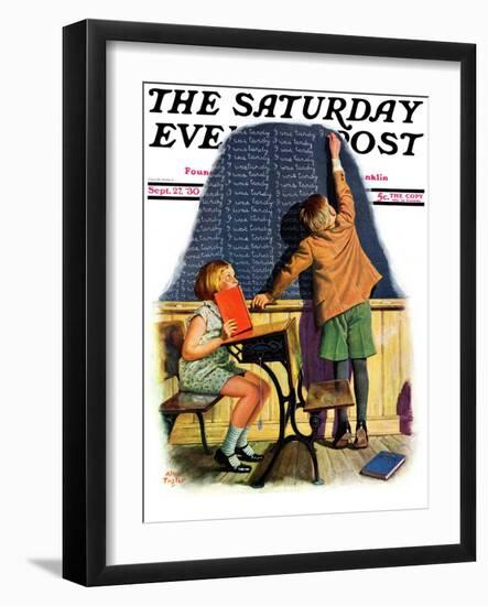 "'I Was Tardy'," Saturday Evening Post Cover, September 27, 1930-Alan Foster-Framed Premium Giclee Print