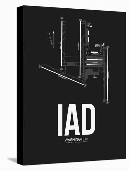 IAD Washington Airport Black-NaxArt-Stretched Canvas