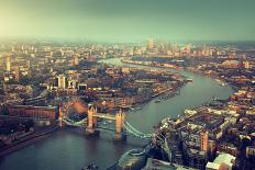 London Aerial View with Tower Bridge in Sunset Time-Iakov Kalinin-Photographic Print