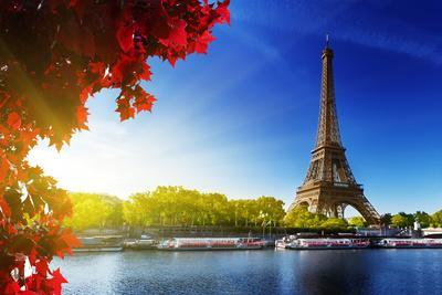 Seine in Paris with Eiffel Tower in Autumn Time