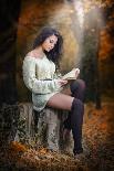 Portrait of Beautiful Girl in the Forest Girl with Fairy Look in Autumnal Shoot-iancucristi-Photographic Print