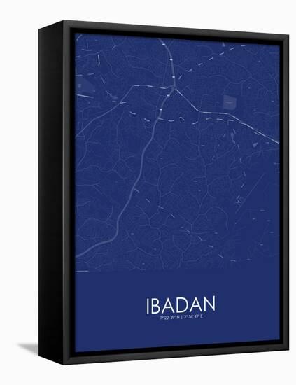 Ibadan, Nigeria Blue Map-null-Framed Stretched Canvas