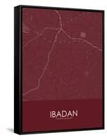 Ibadan, Nigeria Red Map-null-Framed Stretched Canvas