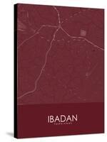 Ibadan, Nigeria Red Map-null-Stretched Canvas
