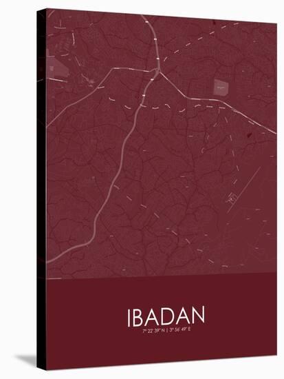 Ibadan, Nigeria Red Map-null-Stretched Canvas