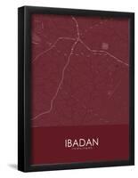 Ibadan, Nigeria Red Map-null-Framed Poster