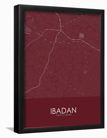 Ibadan, Nigeria Red Map-null-Framed Poster