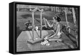 Iban Woman Making Thread with a Mangle, Borneo, 1922-Charles Hose-Framed Stretched Canvas