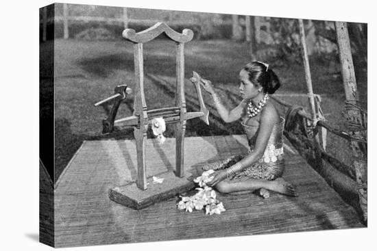 Iban Woman Making Thread with a Mangle, Borneo, 1922-Charles Hose-Stretched Canvas