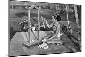 Iban Woman Making Thread with a Mangle, Borneo, 1922-Charles Hose-Mounted Giclee Print