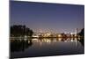 Ibirapuera Park with a Reflection of the Sao Paulo Skyline at Night-Alex Saberi-Mounted Premium Photographic Print