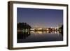 Ibirapuera Park with a Reflection of the Sao Paulo Skyline at Night-Alex Saberi-Framed Photographic Print