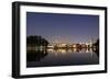 Ibirapuera Park with a Reflection of the Sao Paulo Skyline at Night-Alex Saberi-Framed Photographic Print