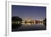 Ibirapuera Park with a Reflection of the Sao Paulo Skyline at Night-Alex Saberi-Framed Photographic Print