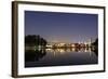Ibirapuera Park with a Reflection of the Sao Paulo Skyline at Night-Alex Saberi-Framed Photographic Print
