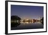 Ibirapuera Park with a Reflection of the Sao Paulo Skyline at Night-Alex Saberi-Framed Photographic Print