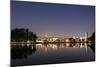 Ibirapuera Park with a Reflection of the Sao Paulo Skyline at Night-Alex Saberi-Mounted Photographic Print