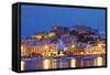 Ibiza Harbour at Night, Ibiza, Balearic Islands, Spain, Europe-Neil Farrin-Framed Stretched Canvas