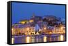 Ibiza Harbour at Night, Ibiza, Balearic Islands, Spain, Europe-Neil Farrin-Framed Stretched Canvas