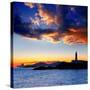 Ibiza Island Sunset with Freus Lighthouse and Es Vedra in-Natureworld-Stretched Canvas