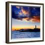 Ibiza Island Sunset with Freus Lighthouse and Es Vedra in-Natureworld-Framed Photographic Print