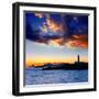 Ibiza Island Sunset with Freus Lighthouse and Es Vedra in-Natureworld-Framed Photographic Print