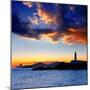 Ibiza Island Sunset with Freus Lighthouse and Es Vedra in-Natureworld-Mounted Photographic Print