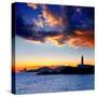 Ibiza Island Sunset with Freus Lighthouse and Es Vedra in-Natureworld-Stretched Canvas