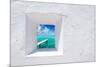 Ibiza Mediterranean White Wall Window with Formentera Beach View [Photo-Illustration]-holbox-Mounted Photographic Print