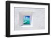 Ibiza Mediterranean White Wall Window with Formentera Beach View [Photo-Illustration]-holbox-Framed Photographic Print