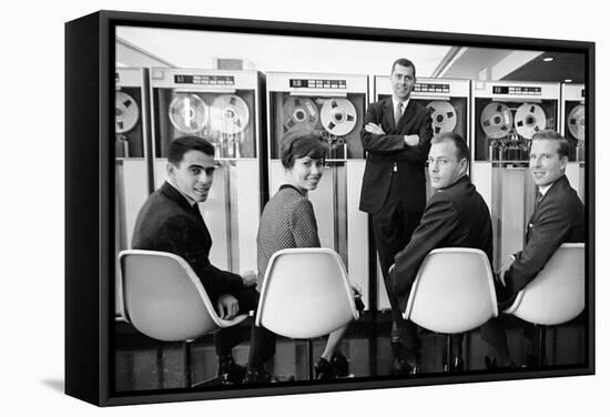 Ibm Executives Pose, Seated in Front of a Bank of 7094 Ii Computers, 1962-Robert Kelley-Framed Stretched Canvas