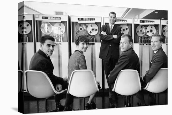 Ibm Executives Pose, Seated in Front of a Bank of 7094 Ii Computers, 1962-Robert Kelley-Stretched Canvas