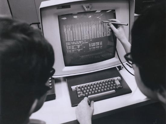 'Ibm Programmers Work at a Cathode Ray Monitor with a Touch-Screen ...