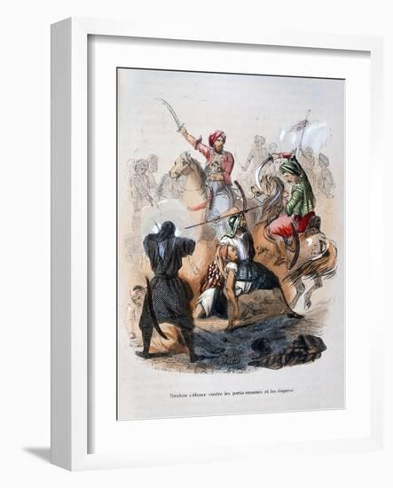 Ibrahim Pasha Fighting the Wahabis, Saudi Arabia, 1811-1818-Jean Adolphe Beauce-Framed Giclee Print