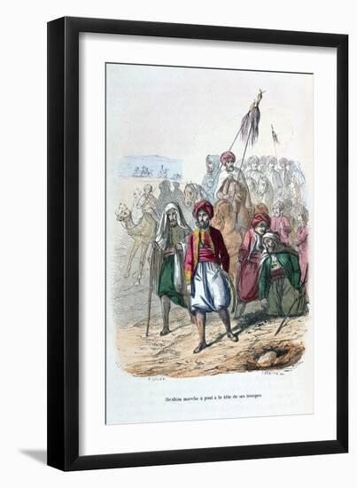Ibrahim Pasha Marching at the Front of His Troops, 1811-1818-Jean Adolphe Beauce-Framed Giclee Print