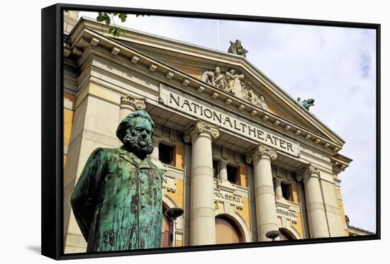 Ibsen statue in front of the National Theatre, Oslo, Norway, Scandinavia, Europe-Hans-Peter Merten-Framed Stretched Canvas