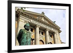 Ibsen statue in front of the National Theatre, Oslo, Norway, Scandinavia, Europe-Hans-Peter Merten-Framed Photographic Print