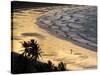 Icapui Beach, with People Fishing and Playing at Sunset-Alex Saberi-Stretched Canvas