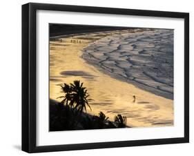 Icapui Beach, with People Fishing and Playing at Sunset-Alex Saberi-Framed Premium Photographic Print