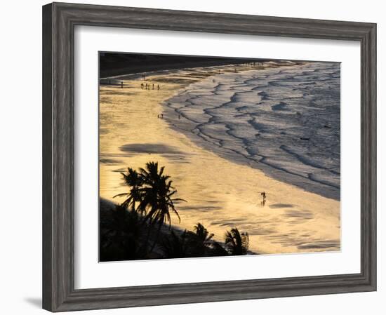 Icapui Beach, with People Fishing and Playing at Sunset-Alex Saberi-Framed Photographic Print