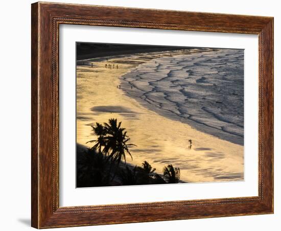 Icapui Beach, with People Fishing and Playing at Sunset-Alex Saberi-Framed Photographic Print